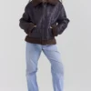 Madden bruin veganistisch shearling pilotenjas