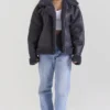 Madden grijs veganistisch shearling pilotenjas