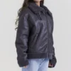 Madden grijs veganistisch shearling pilotenjas