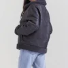 Madden grijs veganistisch shearling pilotenjas