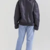 Madden grijs veganistisch shearling pilotenjas