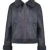 Madden grijs veganistisch shearling pilotenjas