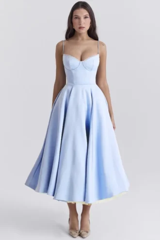 Mademoiselle Cinderella blauwe tule midi-jurk