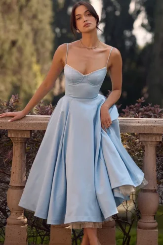 Mademoiselle Cinderella blauwe tule midi-jurk