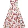 Mademoiselle midi-jurk van tule met Italiaanse rozenprint