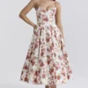 Mademoiselle midi-jurk van tule met Italiaanse rozenprint