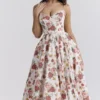 Mademoiselle midi-jurk van tule met Italiaanse rozenprint