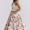 Mademoiselle midi-jurk van tule met Italiaanse rozenprint