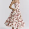 Mademoiselle midi-jurk van tule met Italiaanse rozenprint