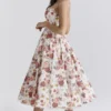 Mademoiselle midi-jurk van tule met Italiaanse rozenprint