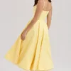 Mademoiselle Sunshine Yellow Satin Tulle Midi Jurk