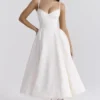 Mademoiselle witte tule midi-jurk