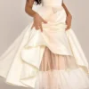 Mademoiselle witte tule midi-jurk