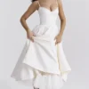 Mademoiselle witte tule midi-jurk
