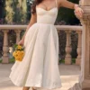 Mademoiselle witte tule midi-jurk