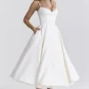 Mademoiselle witte tule midi-jurk