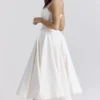 Mademoiselle witte tule midi-jurk