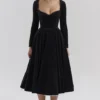 Mademoiselle zwarte fluwelen tule midi-jurk + Bolero’s
