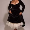 Mademoiselle zwarte fluwelen tule midi-jurk + Bolero’s