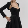 Mademoiselle zwarte fluwelen tule midi-jurk + Bolero’s