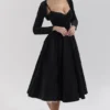 Mademoiselle zwarte fluwelen tule midi-jurk + Bolero’s