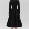 Mademoiselle zwarte fluwelen tule midi-jurk + Bolero’s