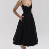 Mademoiselle zwarte fluwelen tule midi-jurk + Bolero’s