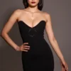 Magdalena zwarte strapless midi-jurk