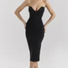 Magdalena zwarte strapless midi-jurk