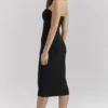 Magdalena zwarte strapless midi-jurk