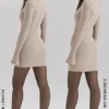 Mahalia Taupe mini-jurk met lange mouwen