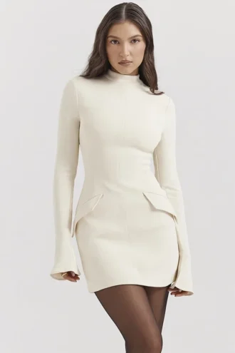 Mahalia Vintage crèmekleurige mini-jurk