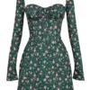 Malika groene mini-jurk met bloemenprint en korset