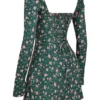 Malika groene mini-jurk met bloemenprint en korset