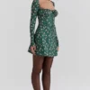 Malika groene mini-jurk met bloemenprint en korset