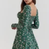 Malika groene mini-jurk met bloemenprint en korset