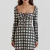 Malika rode tartan mini-korsetten-jurk