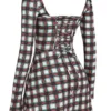Malika rode tartan mini-korsetten-jurk