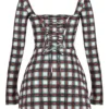 Malika rode tartan mini-korsetten-jurk