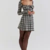 Malika rode tartan mini-korsetten-jurk