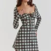 Malika rode tartan mini-korsetten-jurk