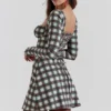 Malika rode tartan mini-korsetten-jurk