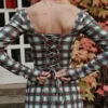 Malika rode tartan mini-korsetten-jurk