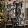 Malika rode tartan mini-korsetten-jurk