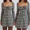 Malika rode tartan mini-korsetten-jurk