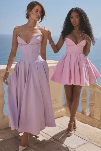Mar Cotton Candy Twill strapless mini-jurk