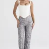 Mara zilverkleurige broek met metallic kant
