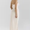Marcella ivoorkleurige georgette maxi-jurk met plooien