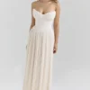Marcella ivoorkleurige georgette maxi-jurk met plooien