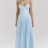 Marcella Ocean Blue geplooide maxi-jurk